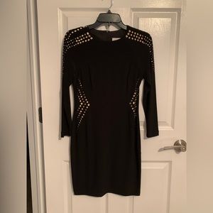 Joseph Ribkoff stretchy black dress with gold detailing